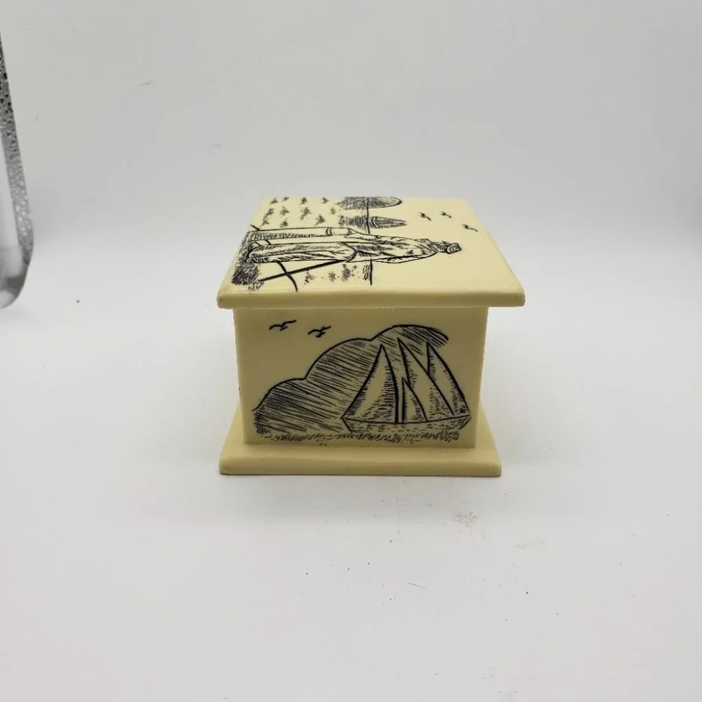 Etched Trinket Box Sailor Sailboat Anchor Design 1999